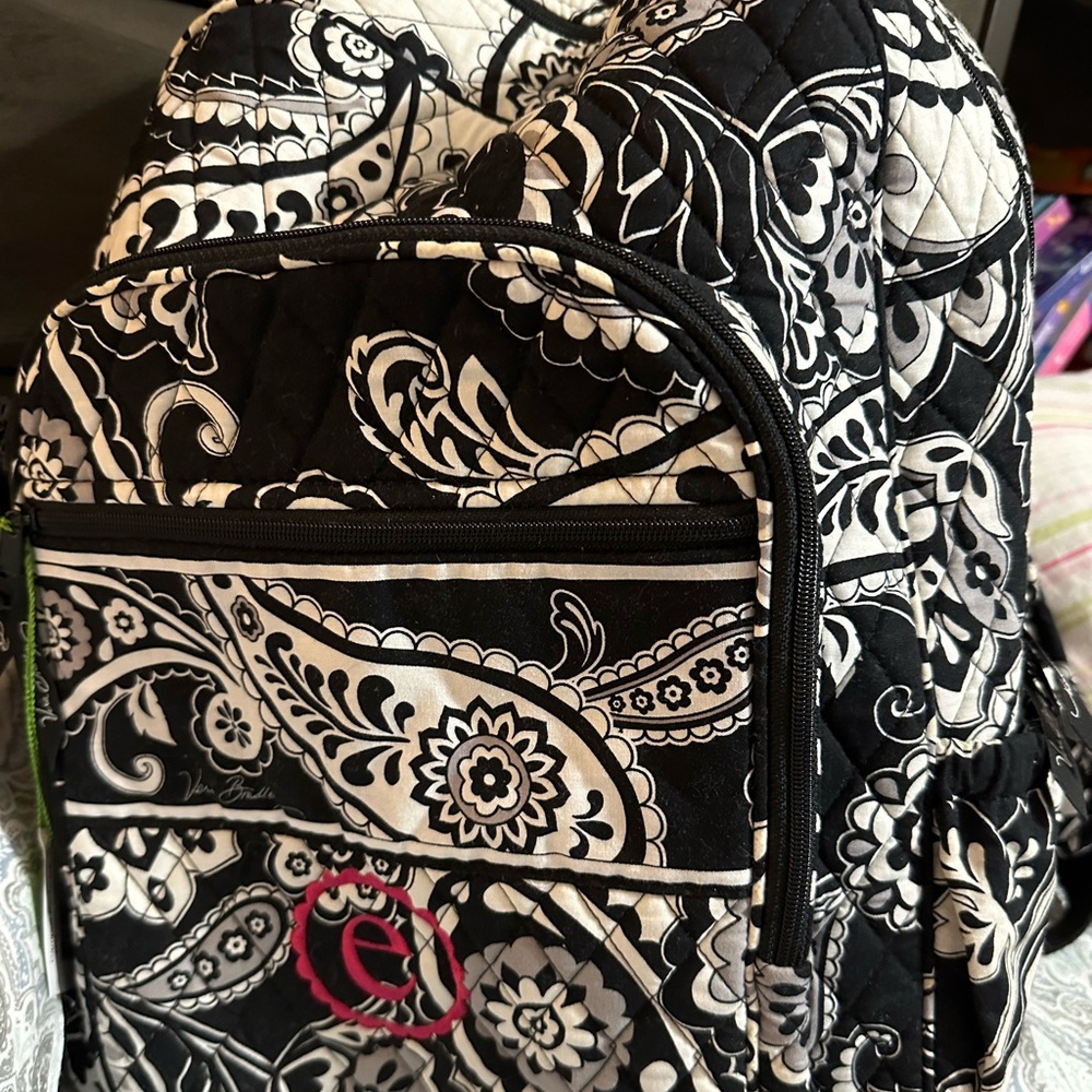 Vera Bradley Black Paisley Campus Backpack